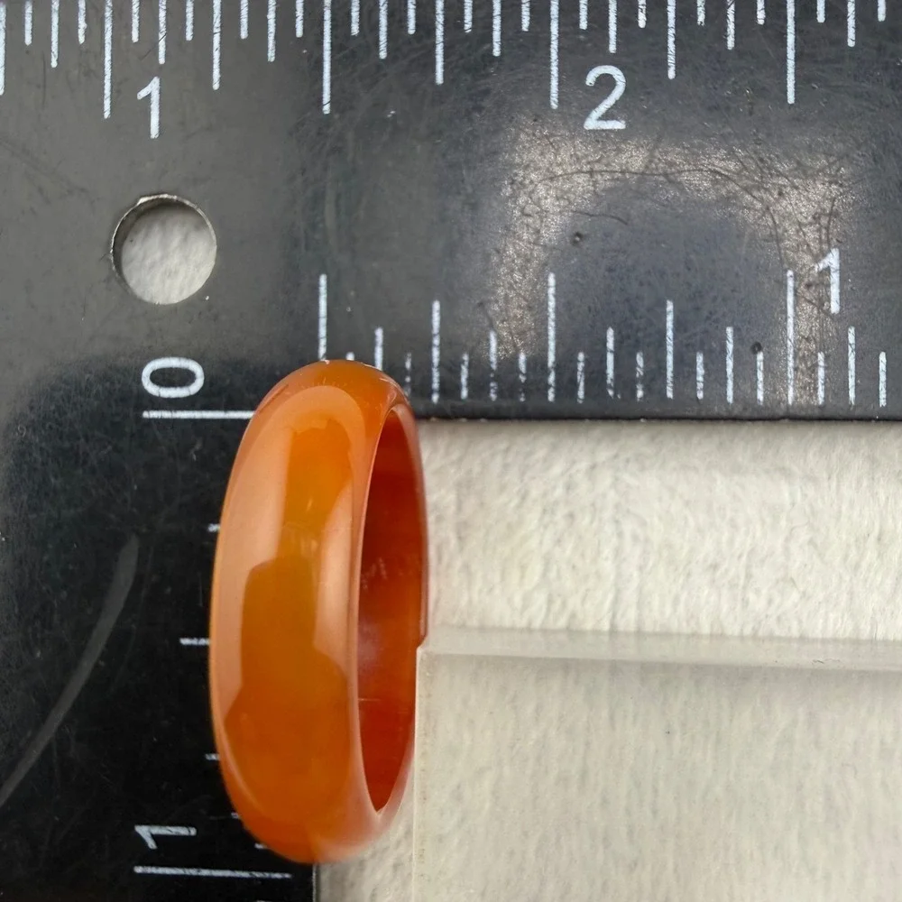 Vintage Polished Stone Ring Orange Size 7